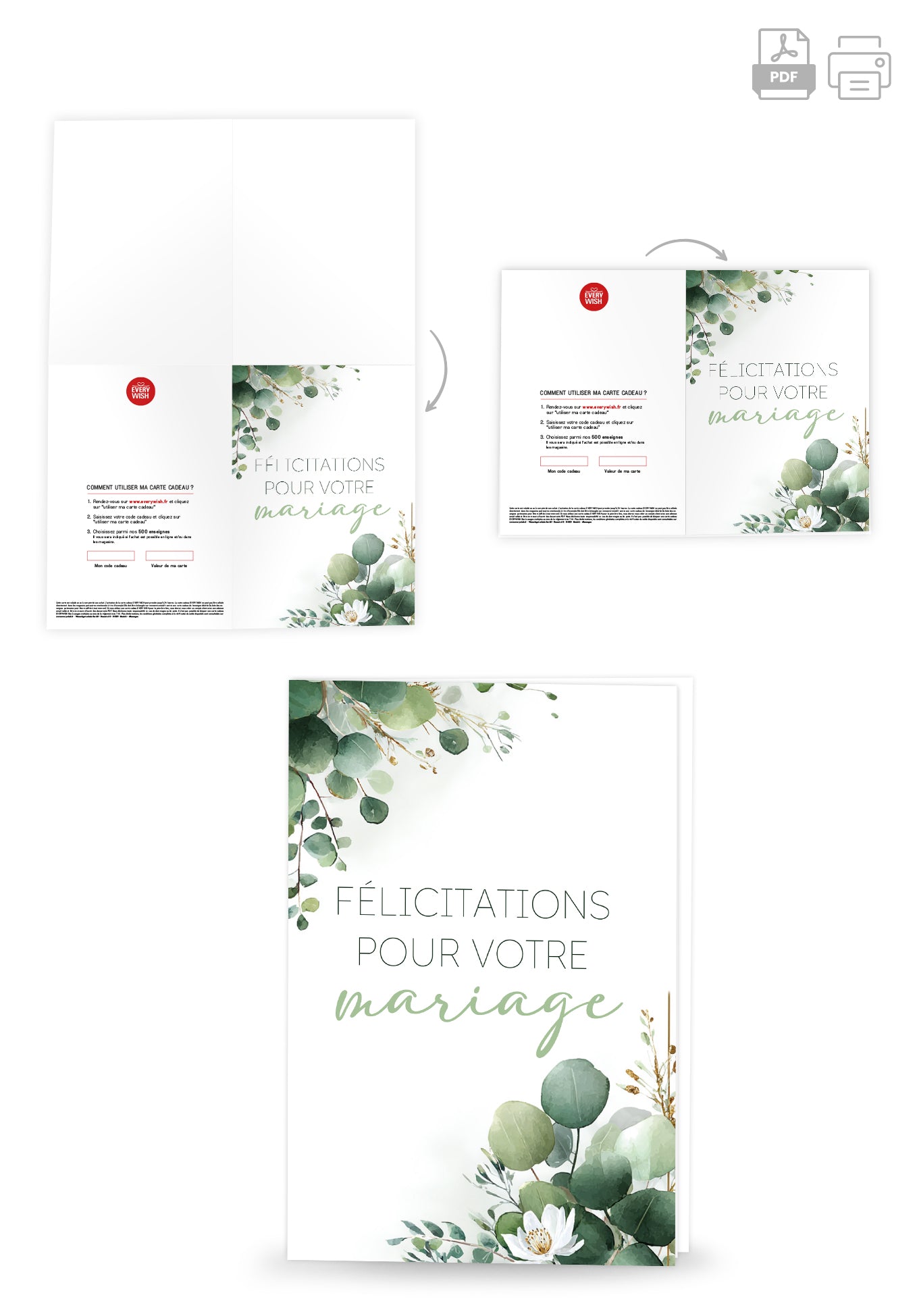 Felicitations pour votre mariage - Eucalyptus