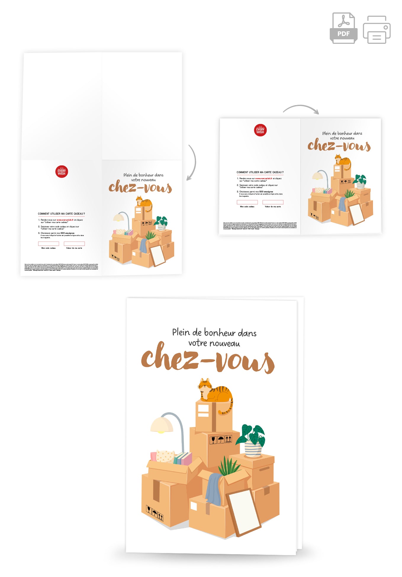 Plein de bonheur dans votre nouveau chez-vous - Montagne de cartons