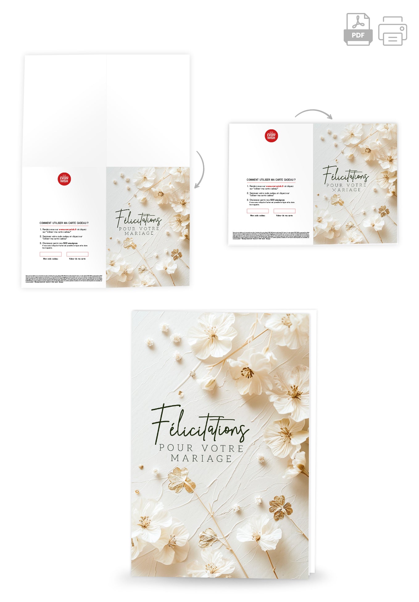 Felicitations pour votre mariage - Fleurs Blanches PDF