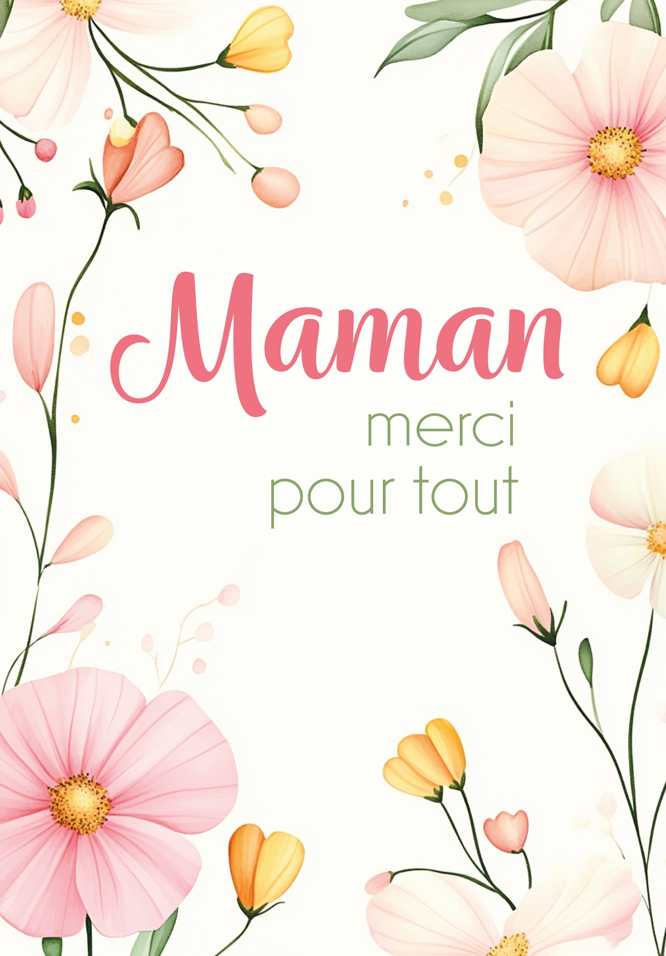 Maman merci pour tout - Cadre à fleurs