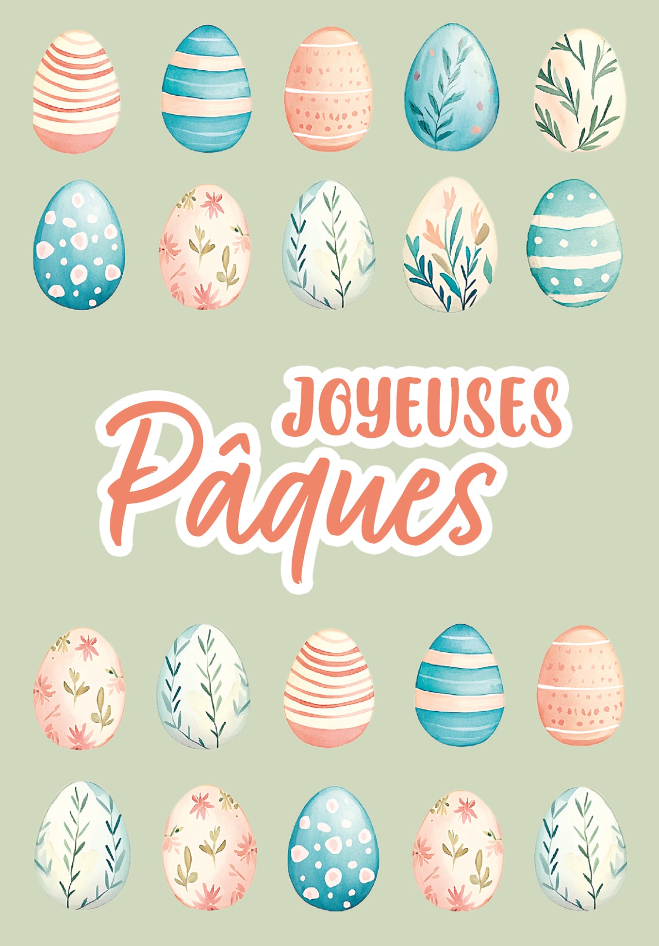 Joyeuses Pâques - Motif oeufs Vert