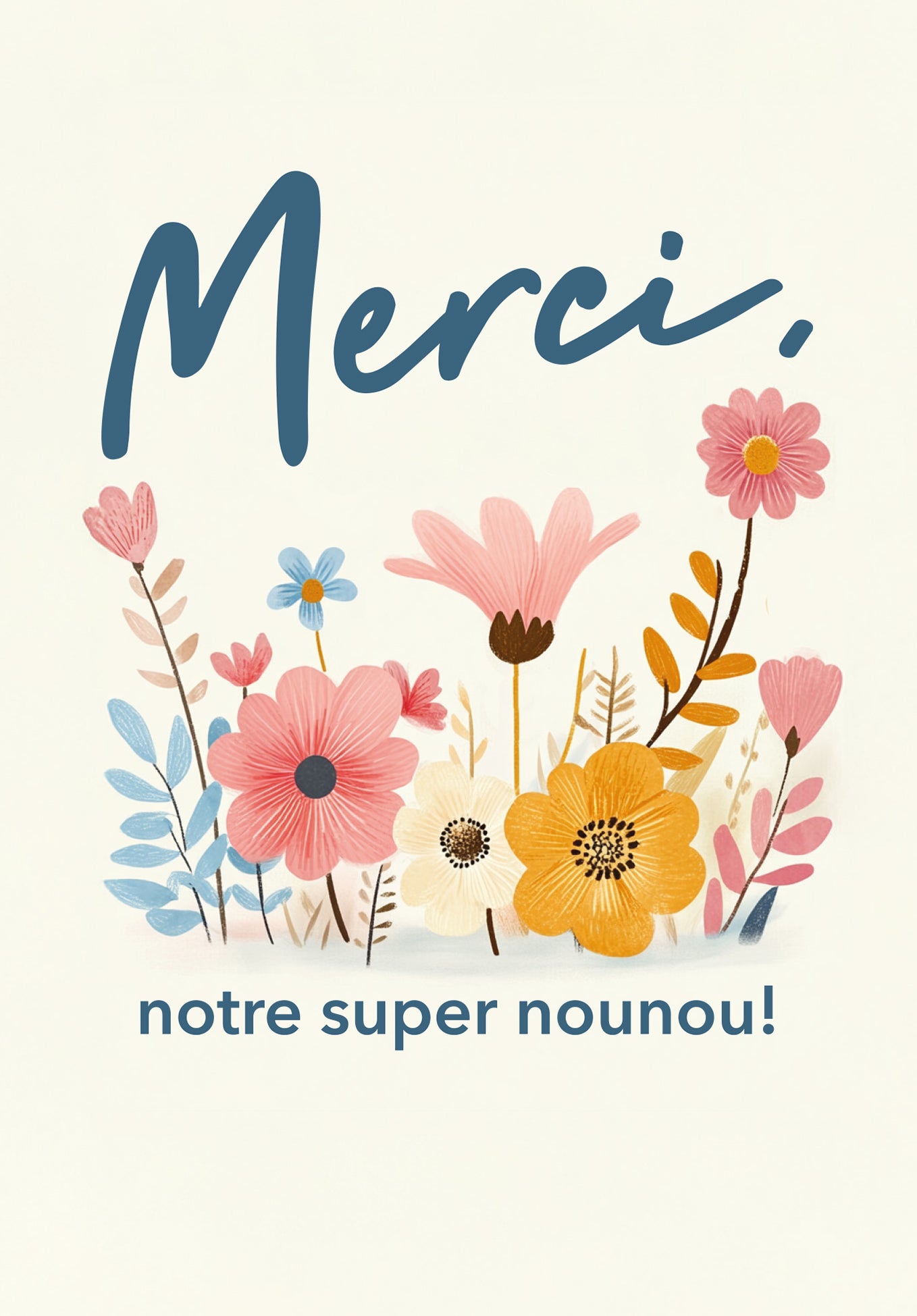 Merci nounou - Fleurs colorées