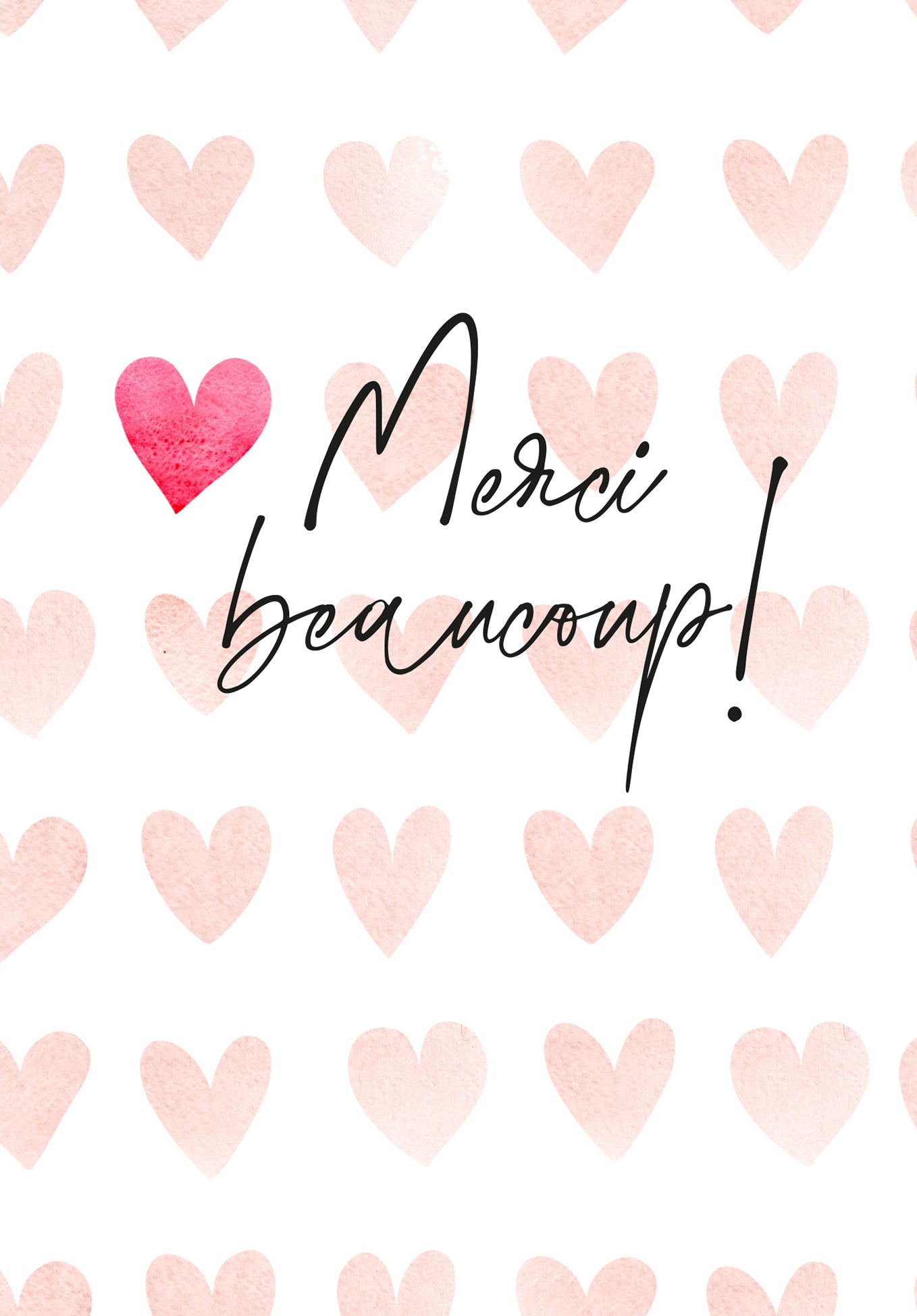 Merci beaucoup - Cœurs Aquarelle