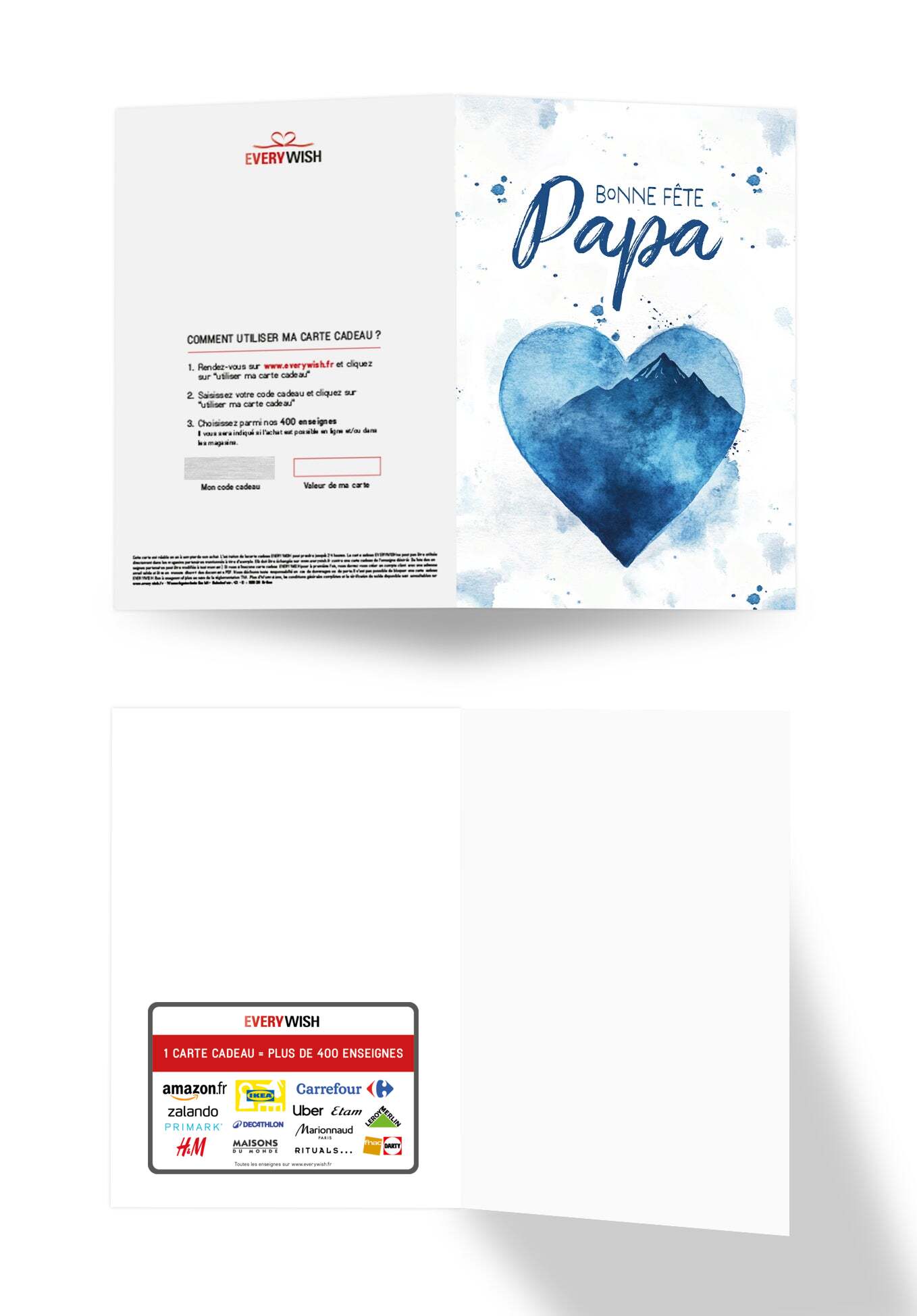 Bonne fête Papa - Cœur aquarelle bleu