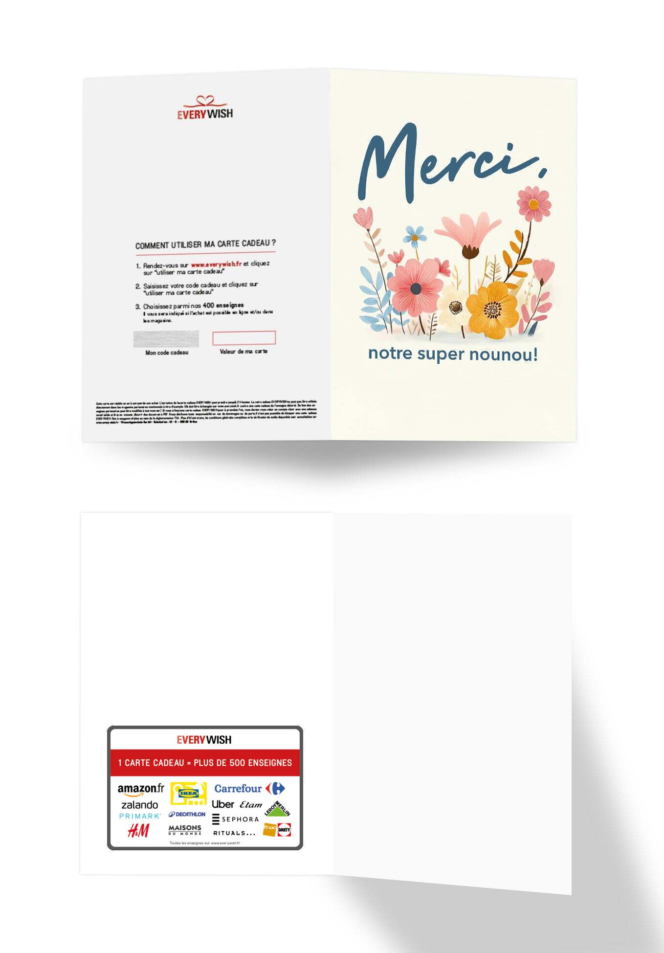 Merci nounou - Fleurs colorées