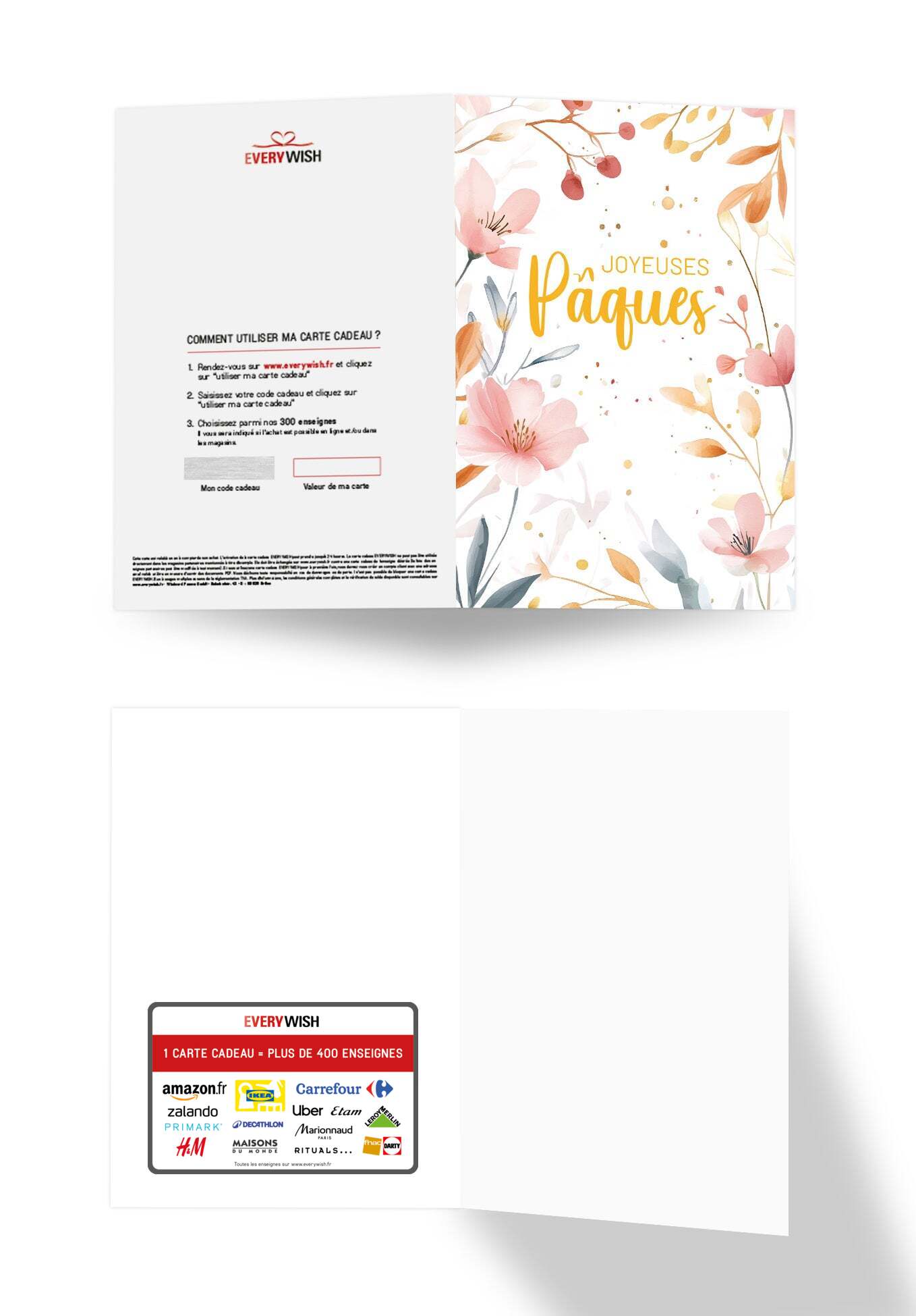 Joyeuses Pâques - Fleurs aquarelles roses
