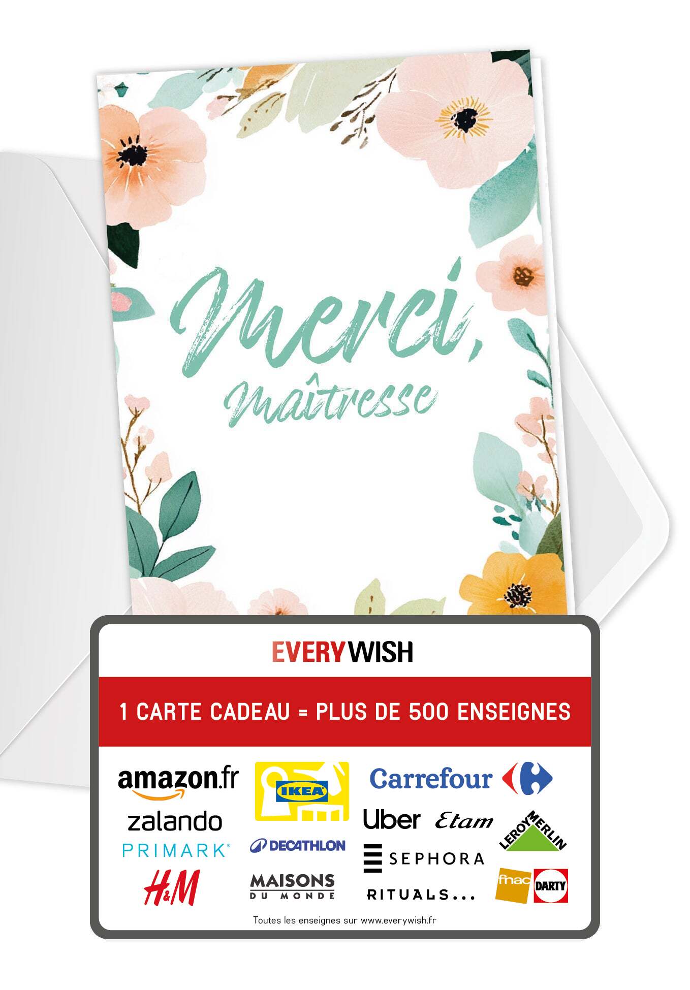 Merci maîtresse - Cadre à fleurs (Valeur du bon)