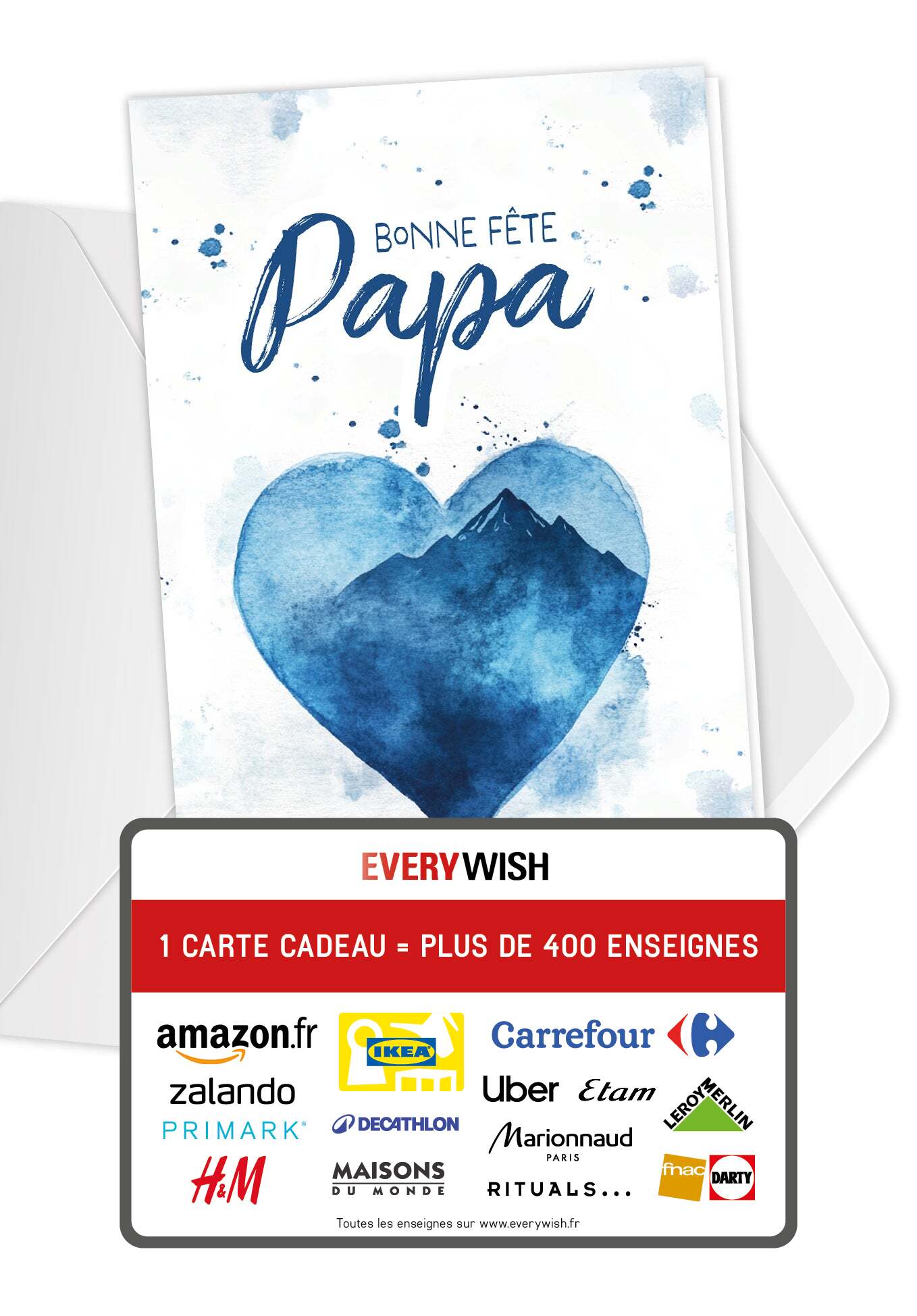 Bonne fête Papa - Cœur aquarelle bleu