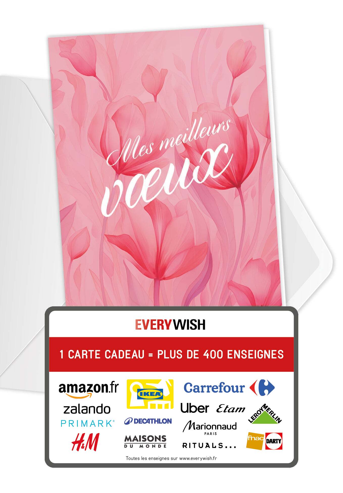 Mes meilleurs vœux - Fleurs roses
