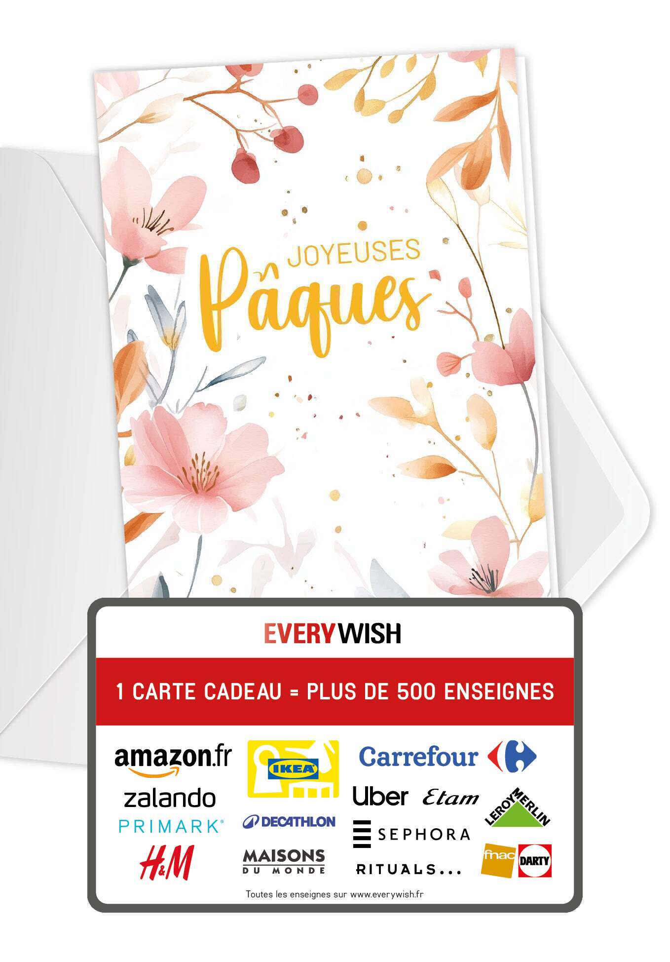 Joyeuses Pâques - Fleurs aquarelles roses