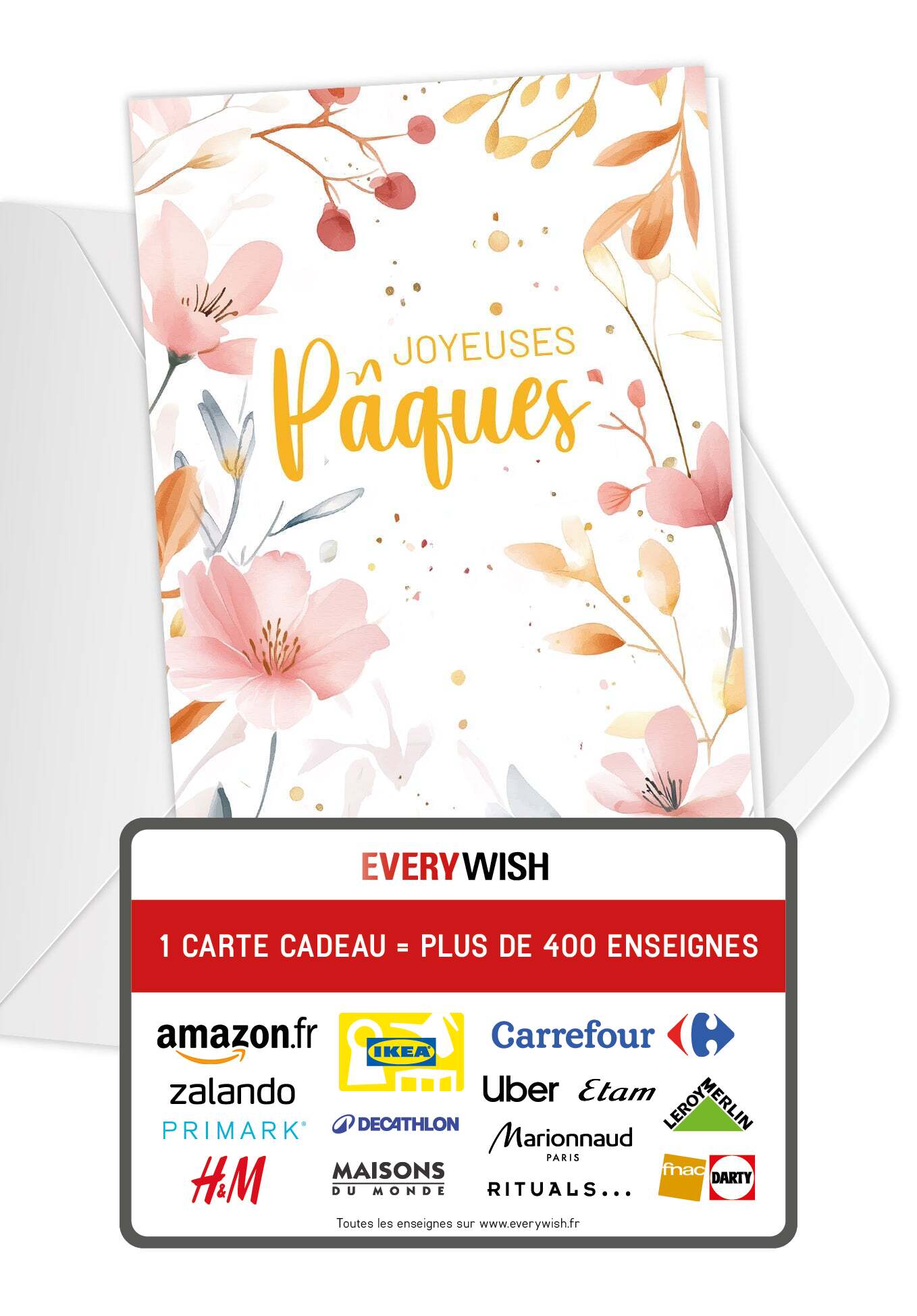 Joyeuses Pâques - Fleurs aquarelles roses
