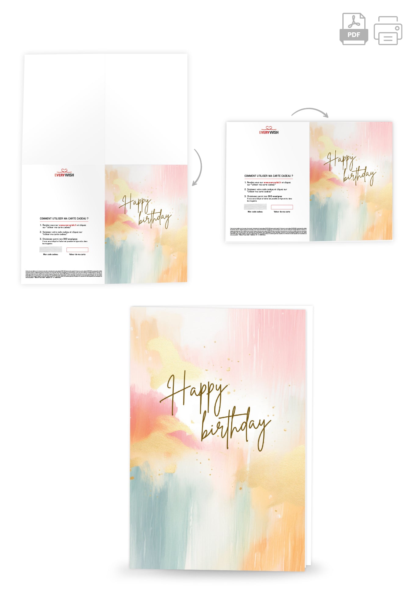 Happy Birthday - Aquarelle colorée