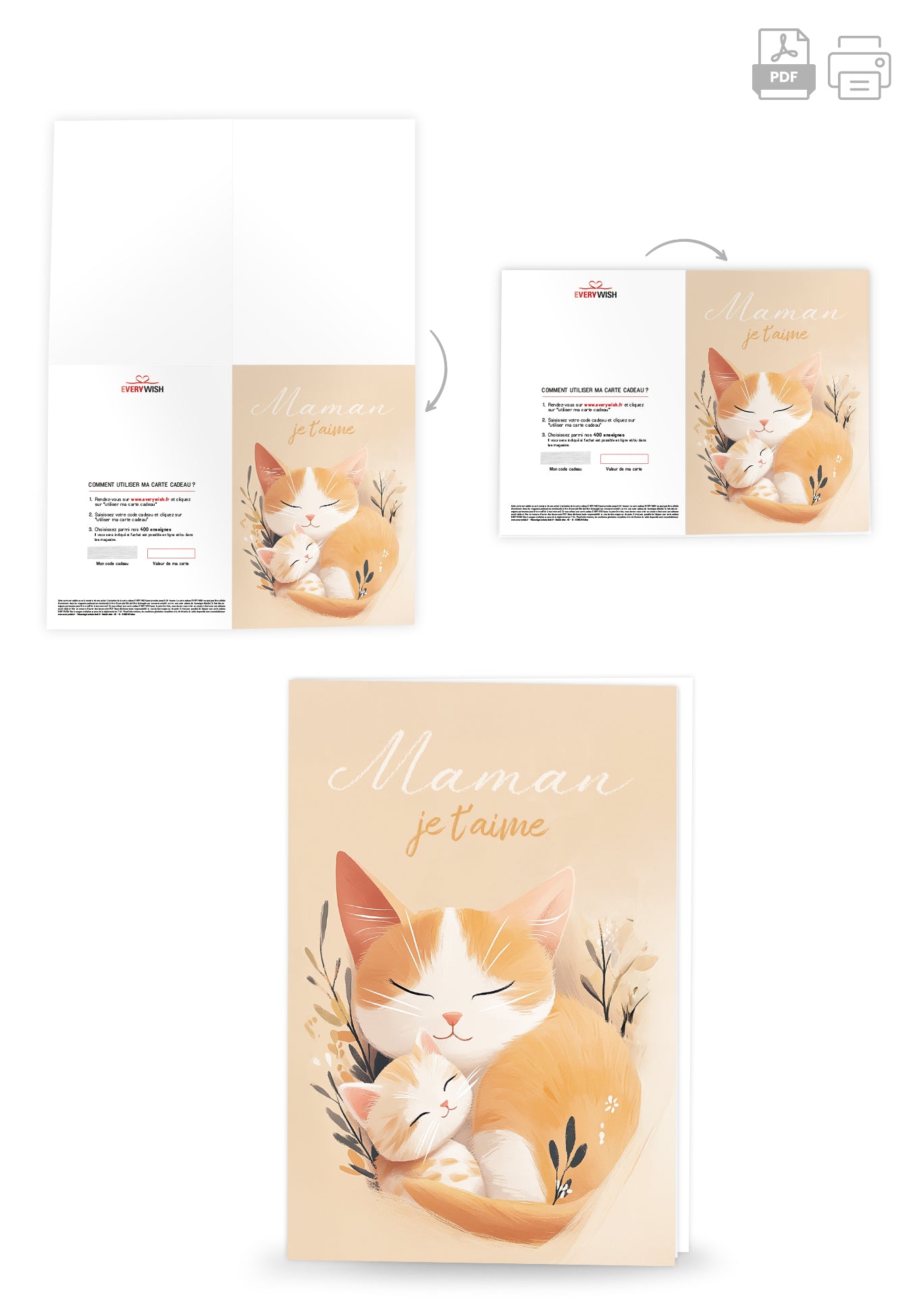 Maman je t'aime - Chat orange