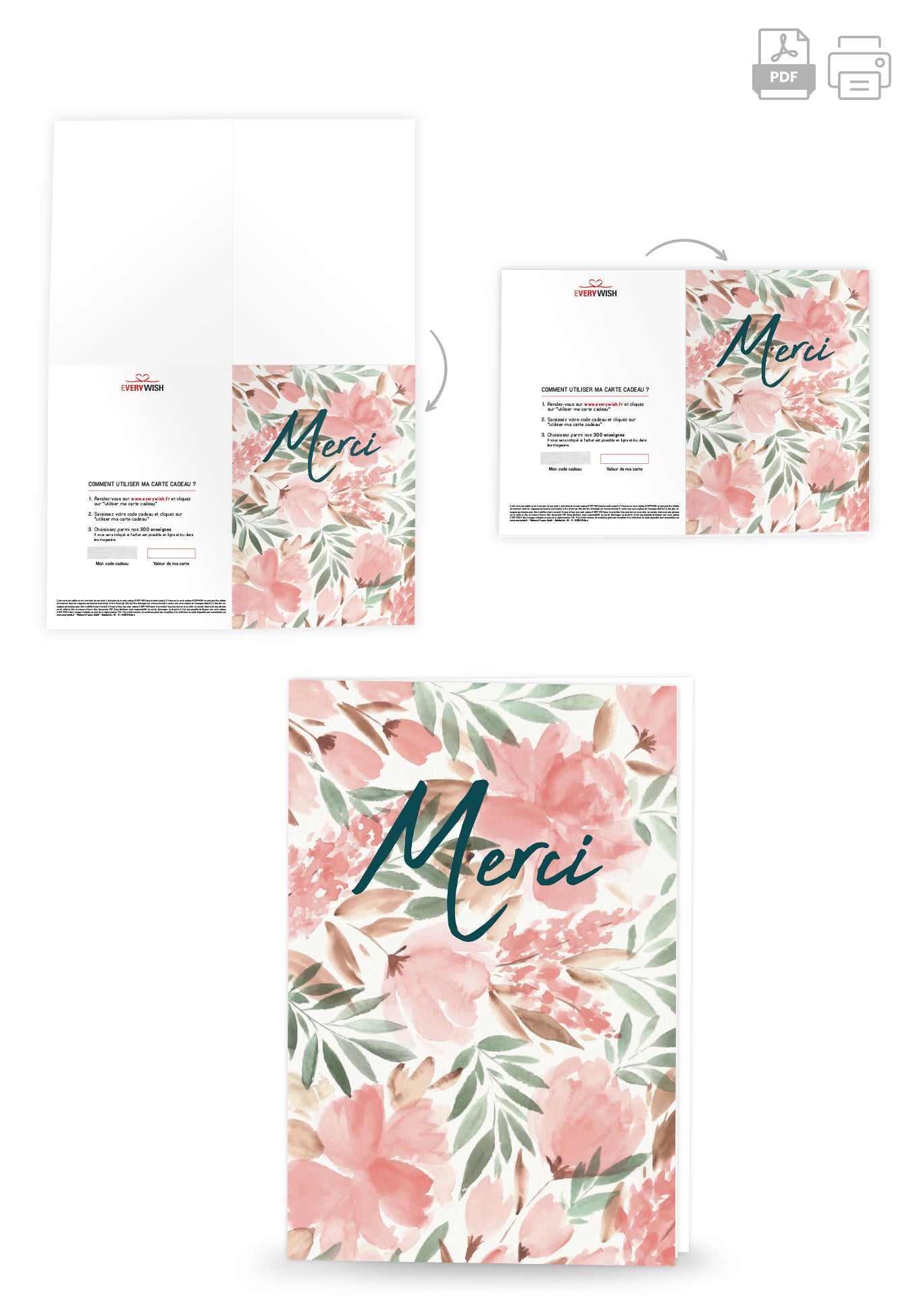 Merci - Fleurs Aquarelle