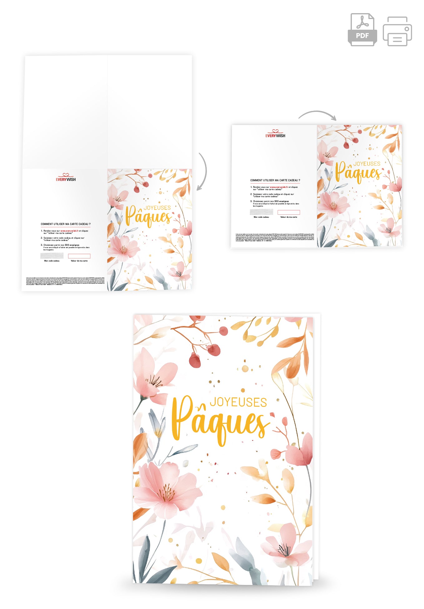 Joyeuses Pâques - Fleurs aquarelles roses