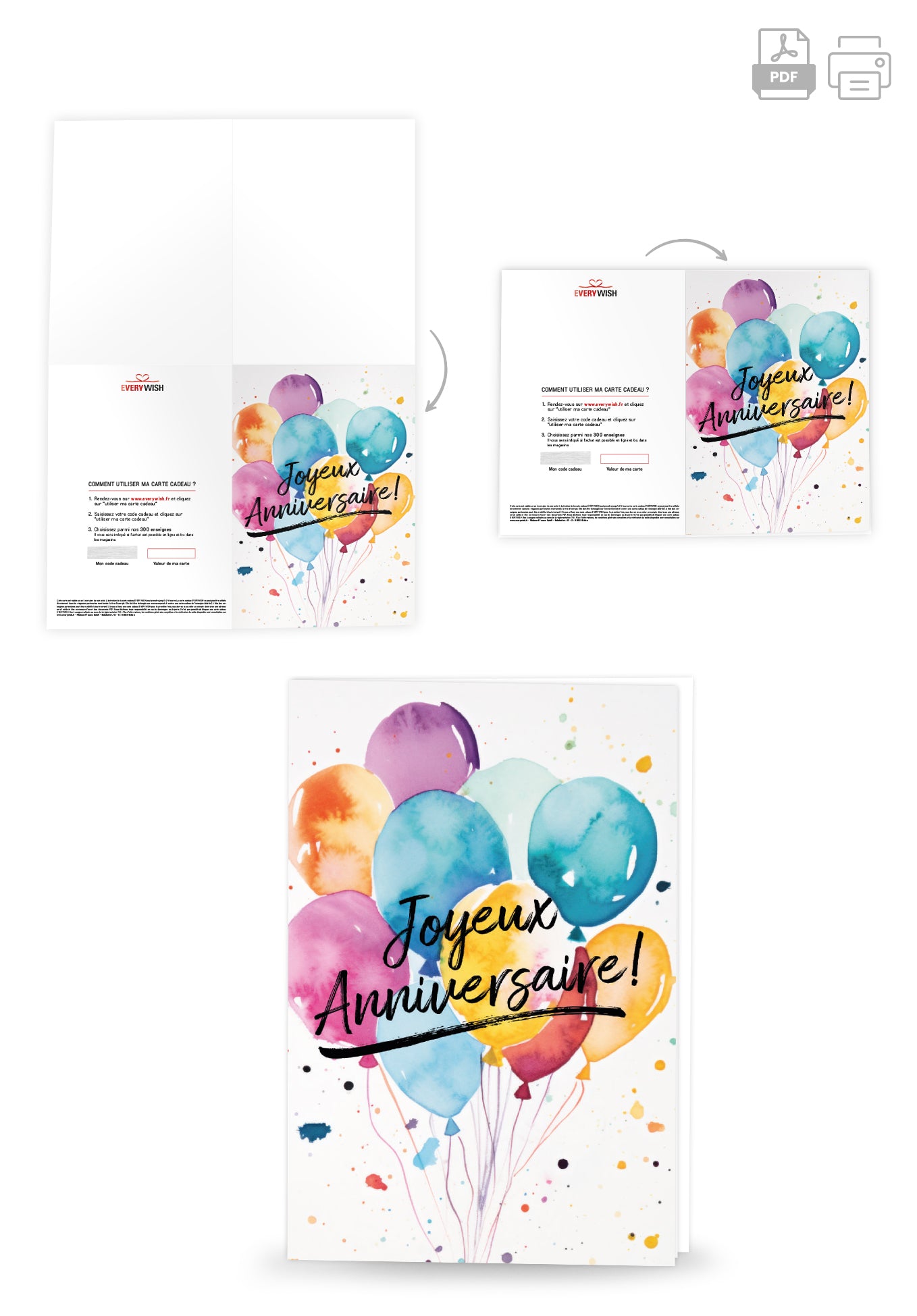 Joyeux anniversaire - Ballons Aquarelle