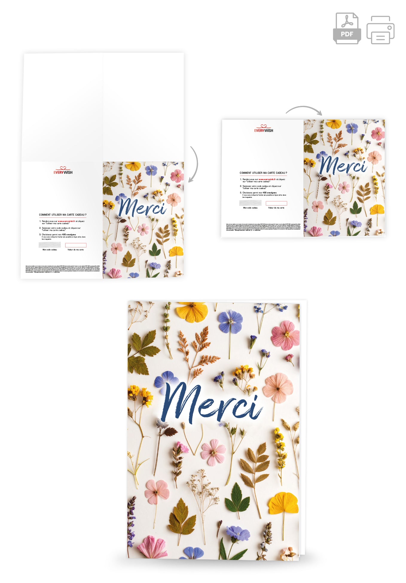 Merci - Fleurs séchées multicolores