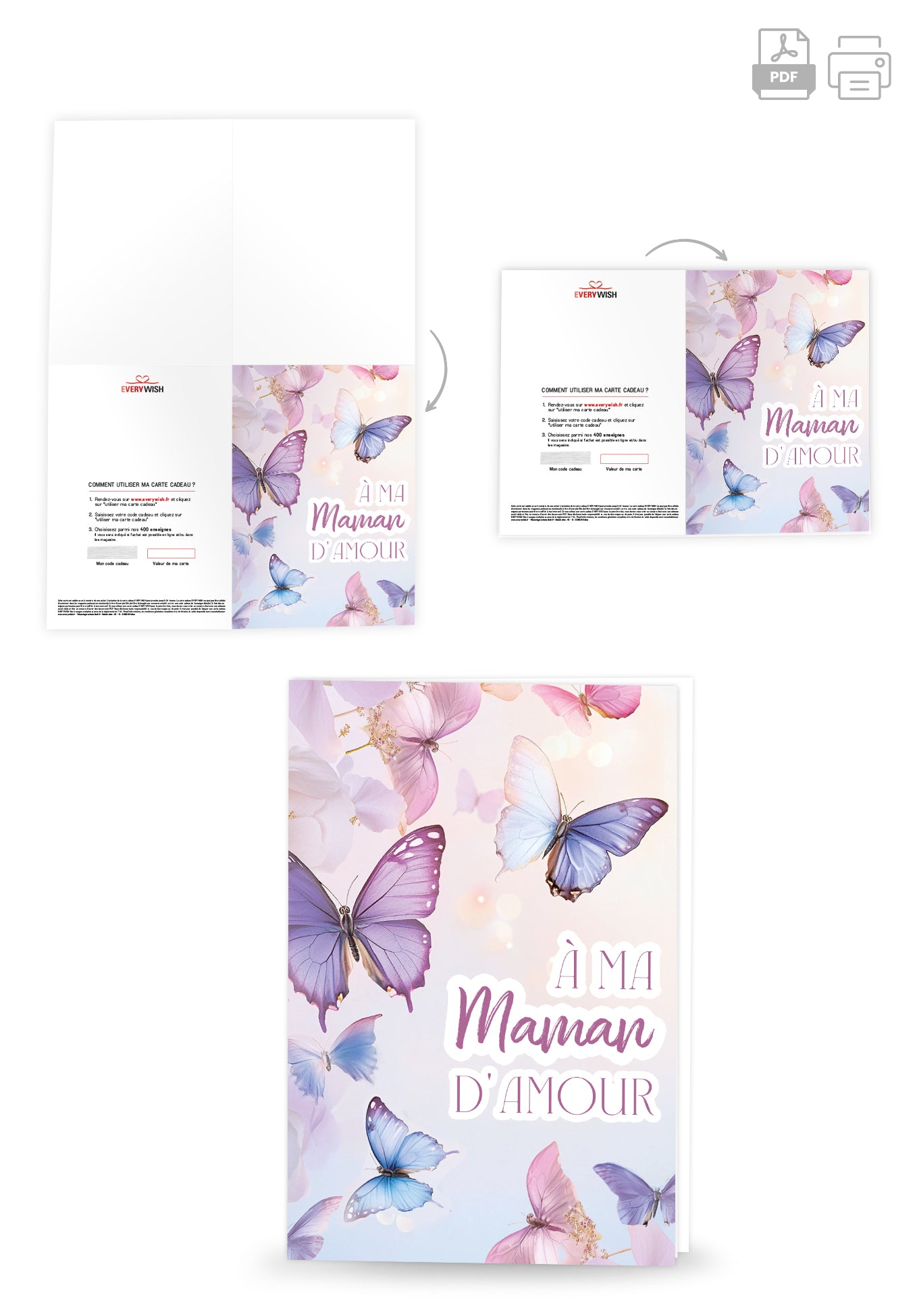 À ma maman - Papillons Lila