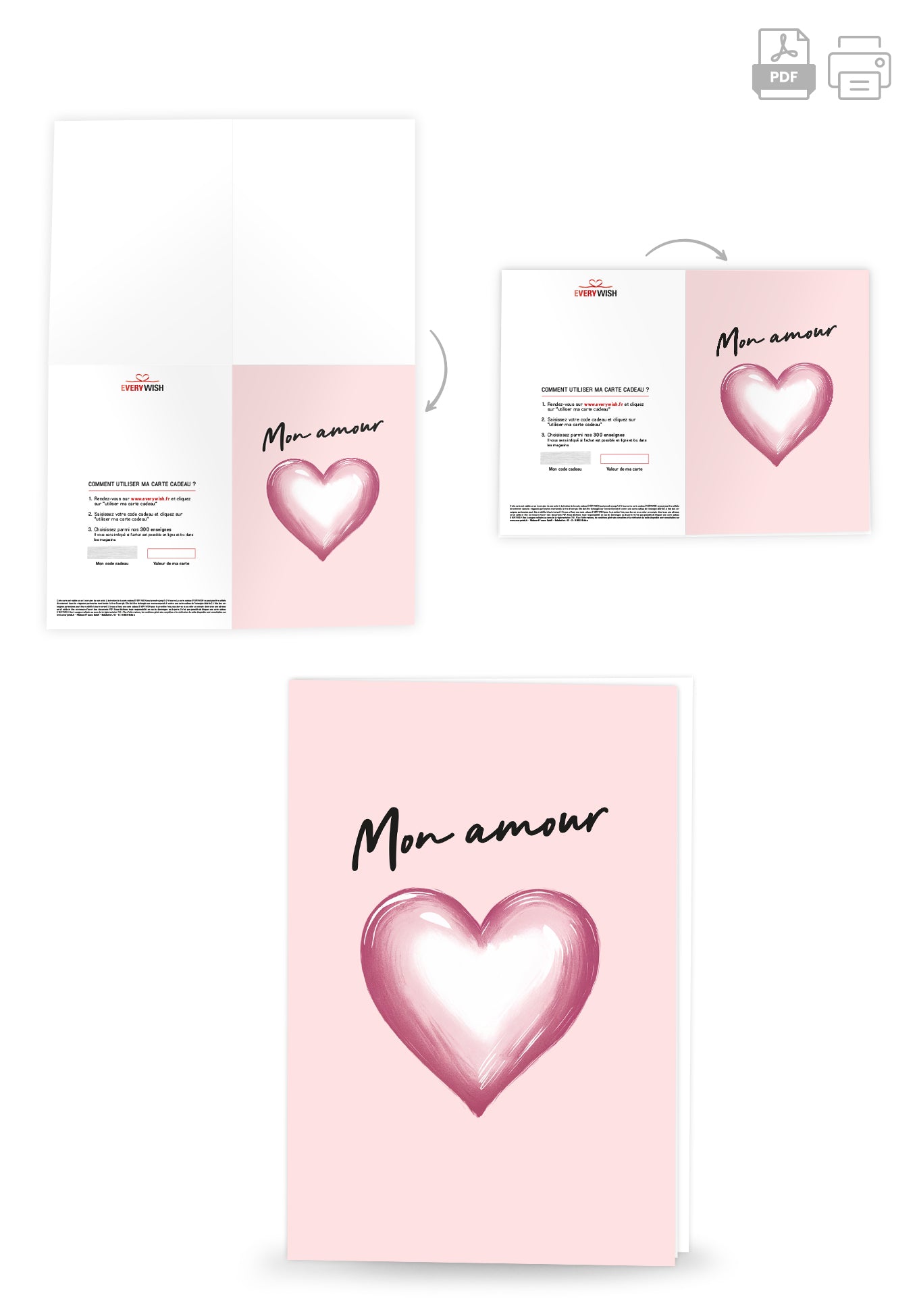 Mon amour - Cœur Rose