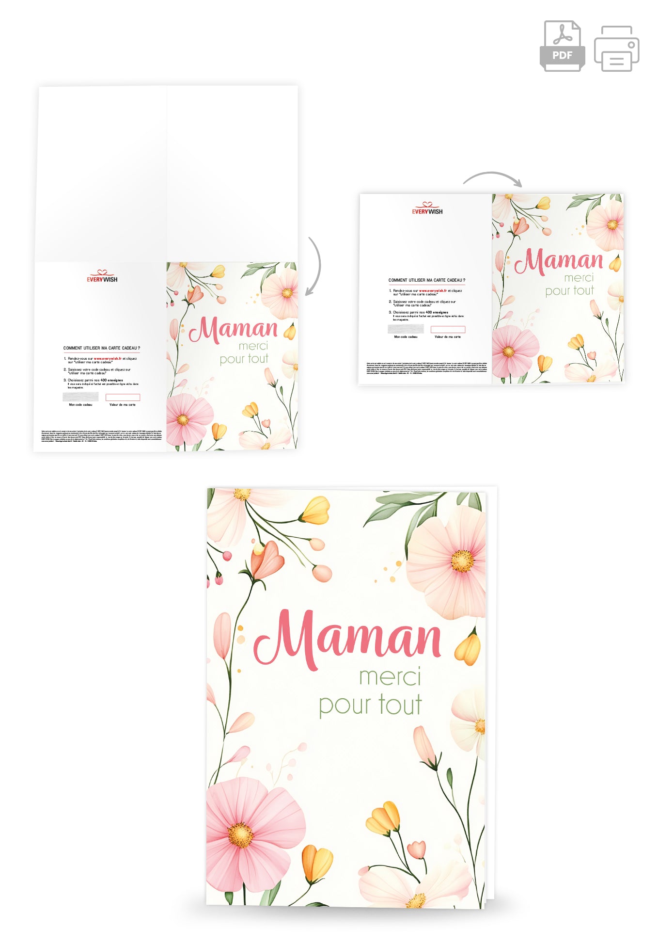 Maman merci pour tout - Cadre à fleurs