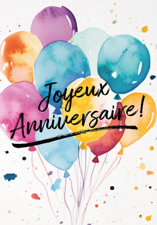 Joyeux anniversaire - Ballons Aquarelle
