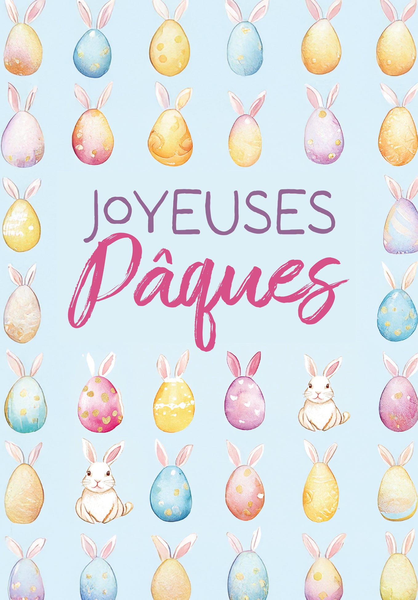 Joyeuses Pâques - Motif oeufs de lapin