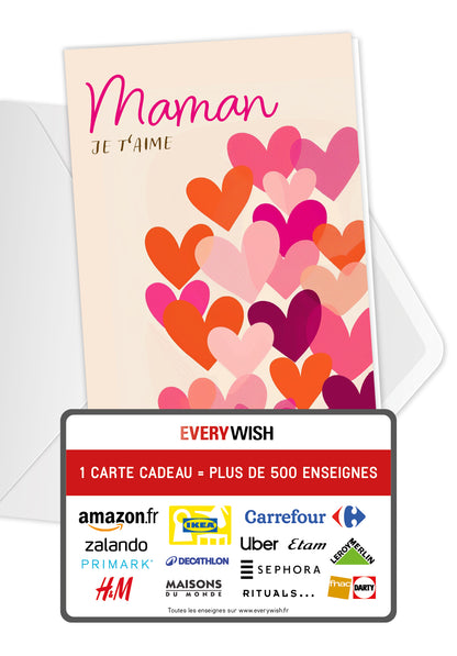 Maman Je t'aime - Cœurs rose orange