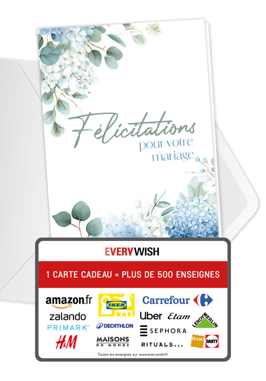 Felicitations pour votre mariage - Hortensias Bleus