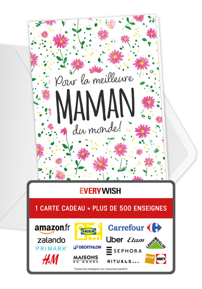 Pour la meilleure maman du monde - Motif à fleurs