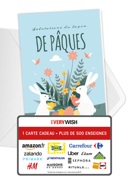 Salutations du lapin de Pâques - Lapin et fleurs