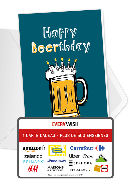 Happy Beerthday - Chope de bière avec bougies