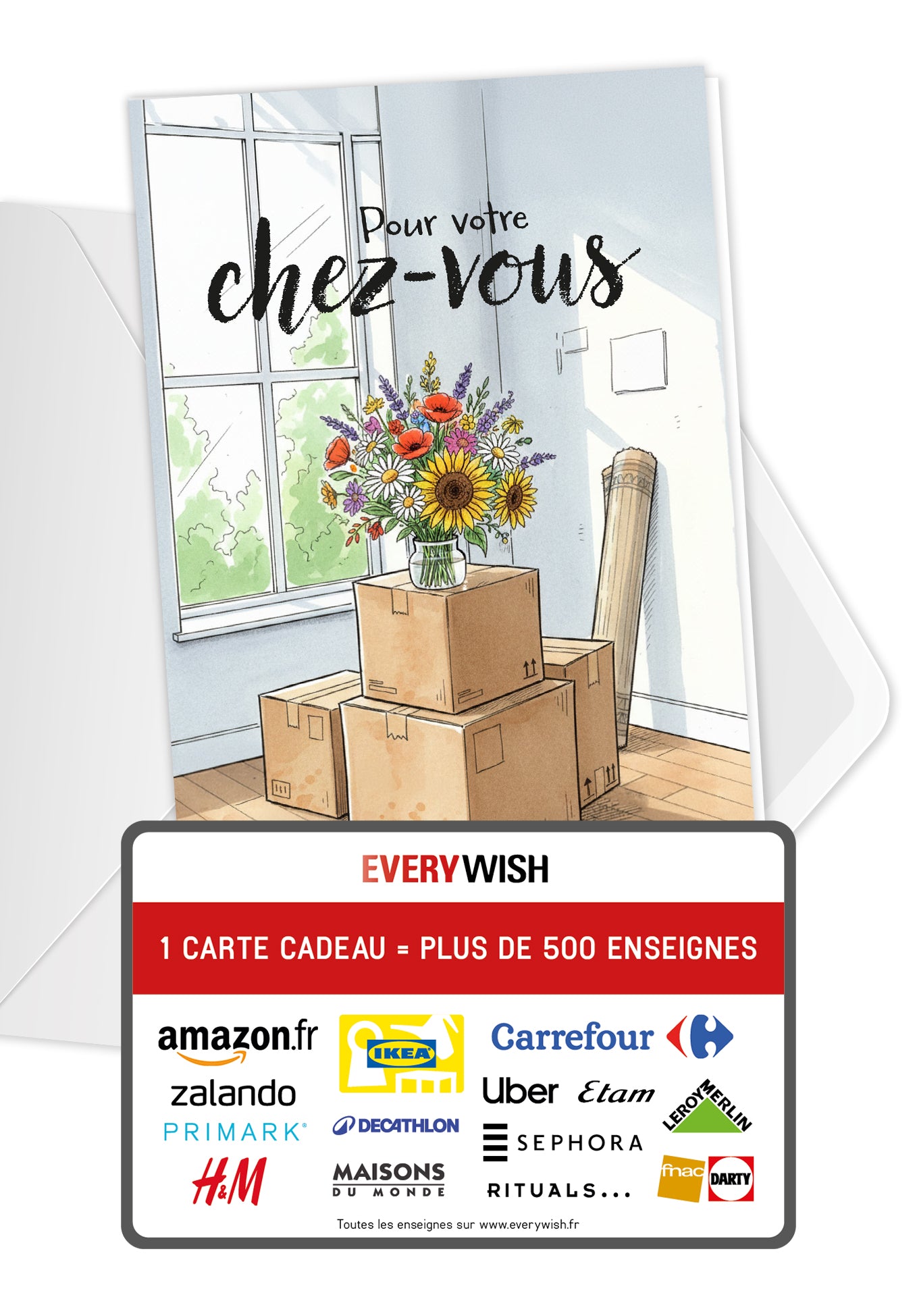 Pour votre chez-vous - Bouquet de fleurs et cartons
