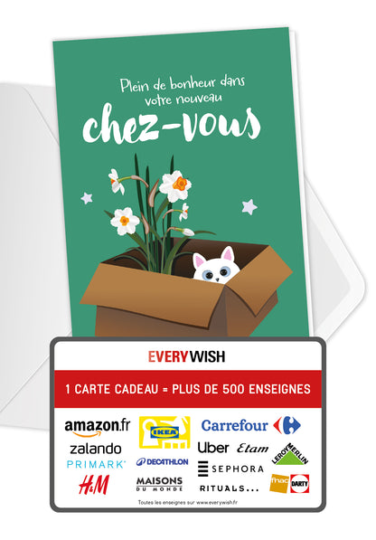 Plein de bonheur dans votre chez-vous - Chat et fleur