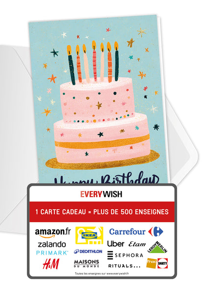 Happy Birthday - Gâteau bleu rose PDF
