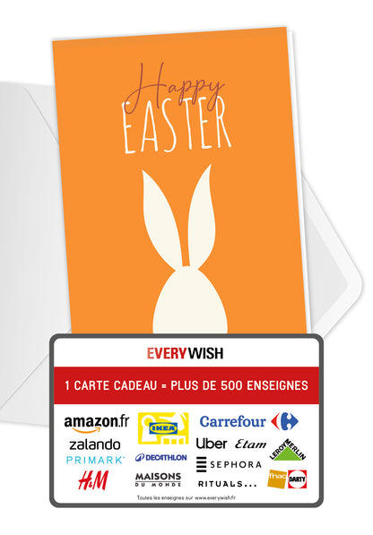 Happy Easter - Lapin blanc orange