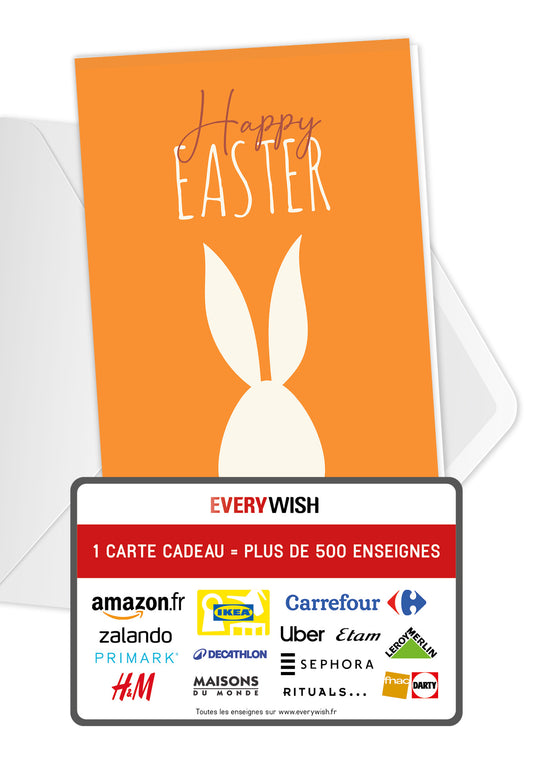 Happy Easter - Lapin blanc orange