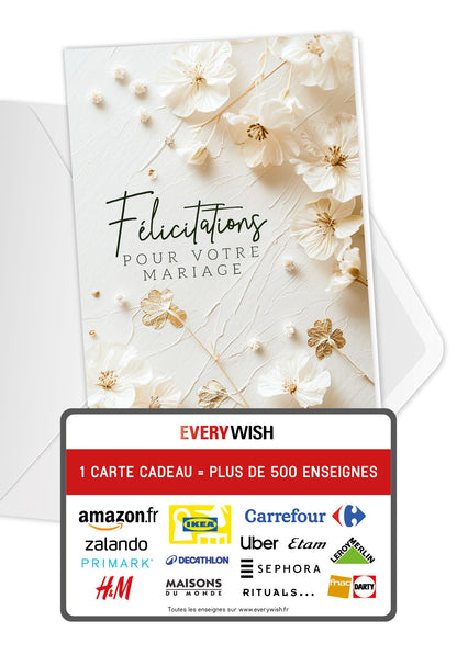 Felicitations pour votre mariage - Fleurs Blanches