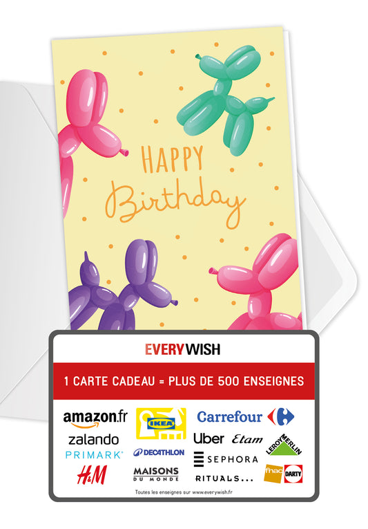 Happy Birthday - Chiens en ballon