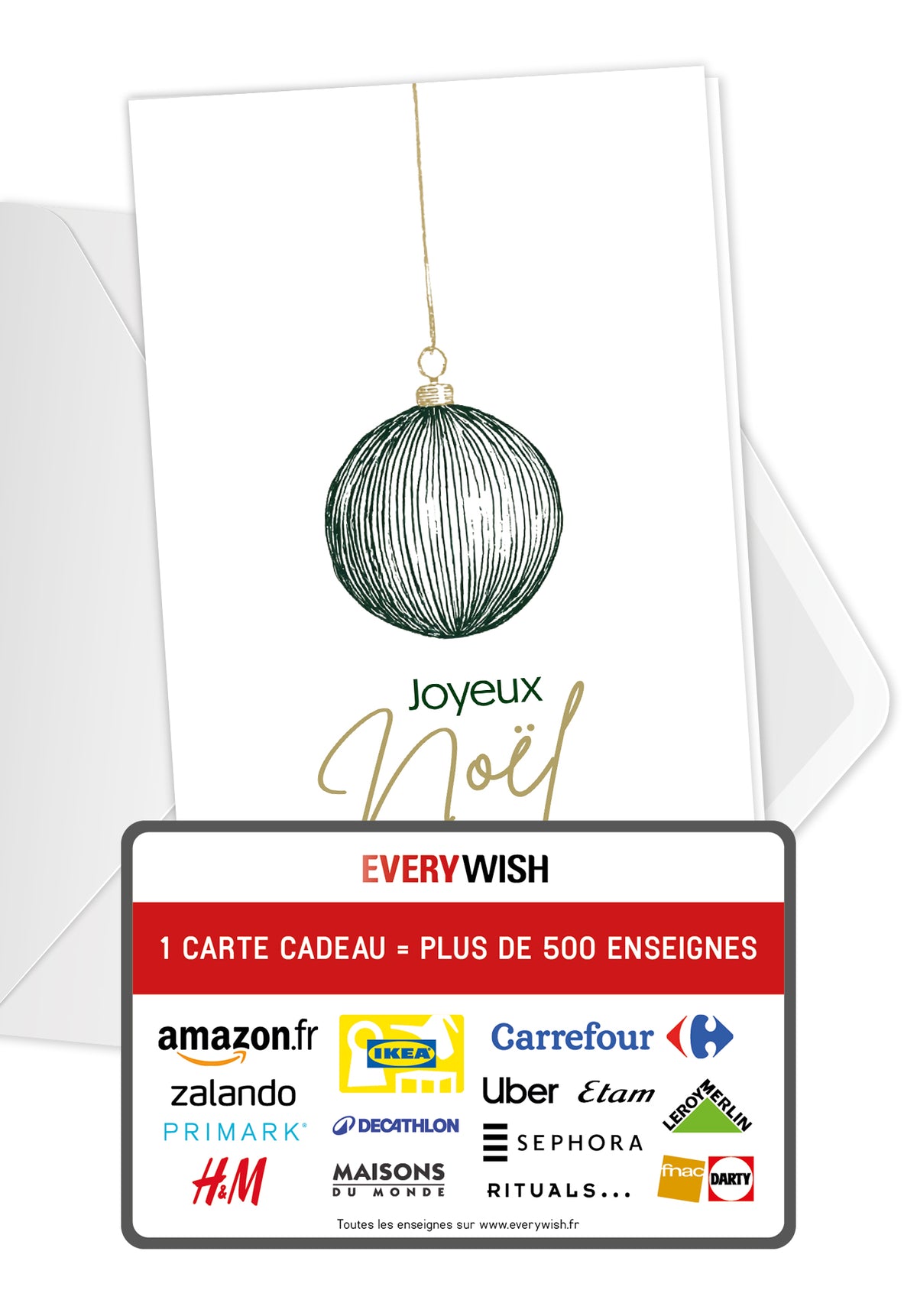 Joyeux Noël - Ornement de sapin de Noël vert et or