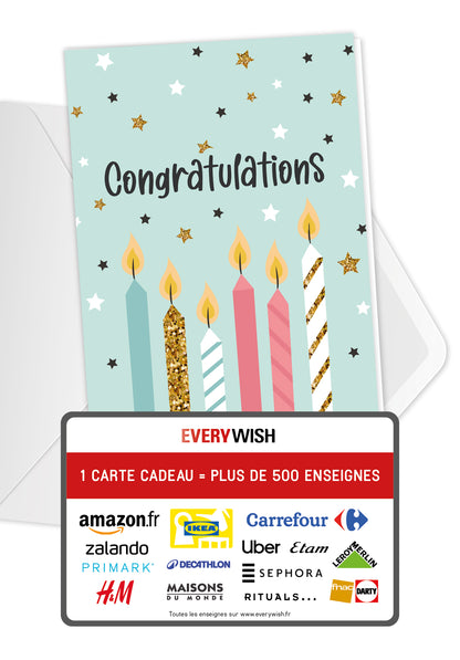 Congratulations - Bougies et étoiles