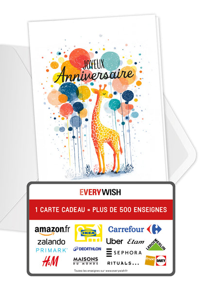 Joyeux Anniversaire - Girafe et ballons PDF