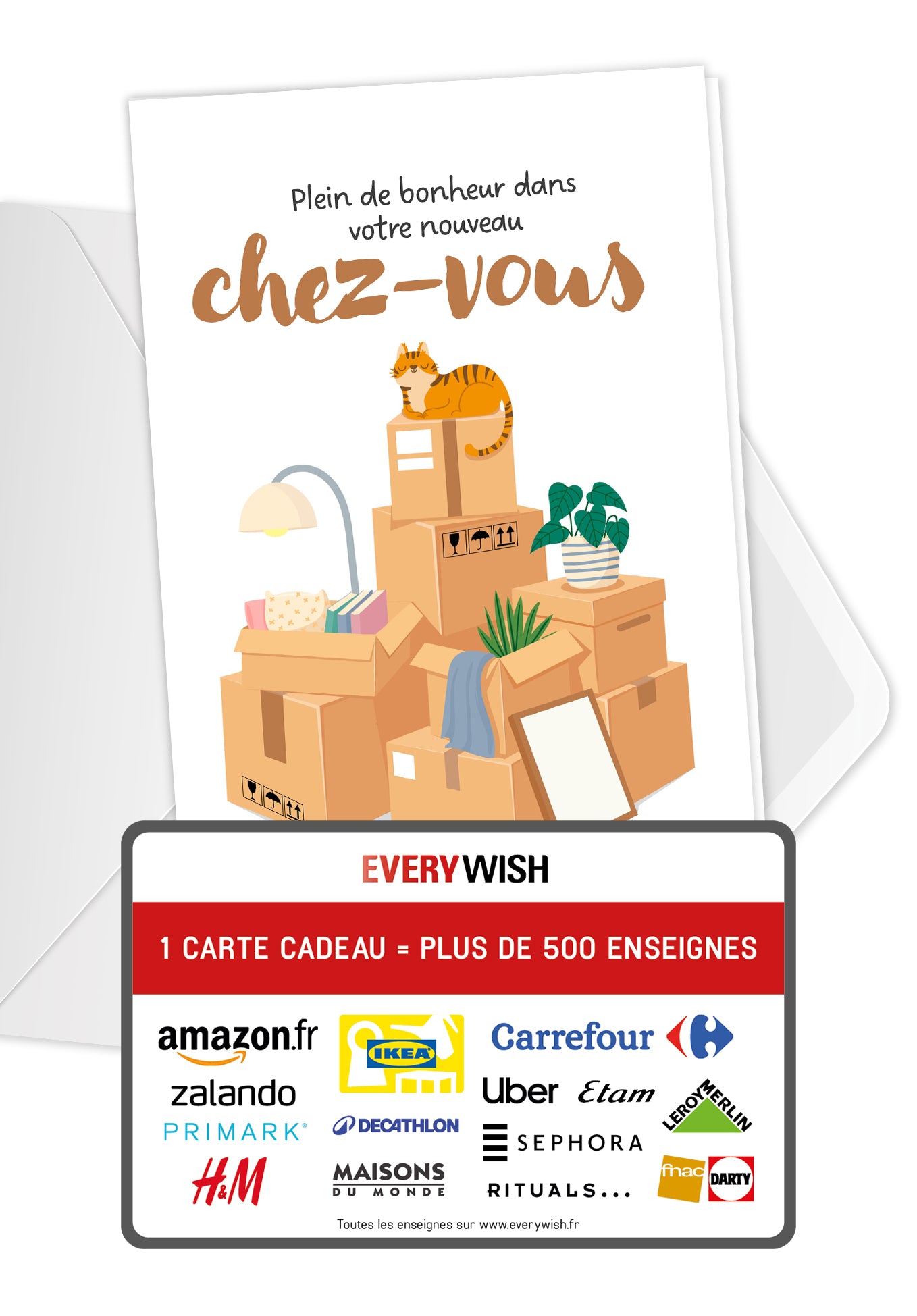 Plein de bonheur dans votre nouveau chez-vous - Montagne de cartons