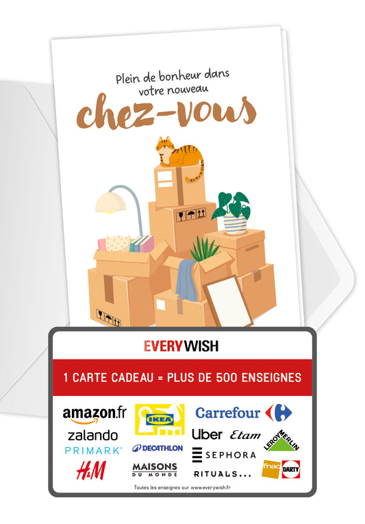 Plein de bonheur dans votre nouveau chez-vous - Montagne de cartons