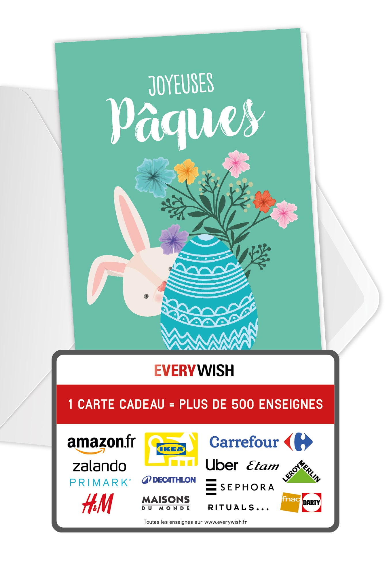 Joyeuses Pâques - Lapin avec œuf turquoise