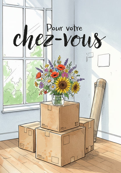 Pour votre chez-vous - Bouquet de fleurs et cartons