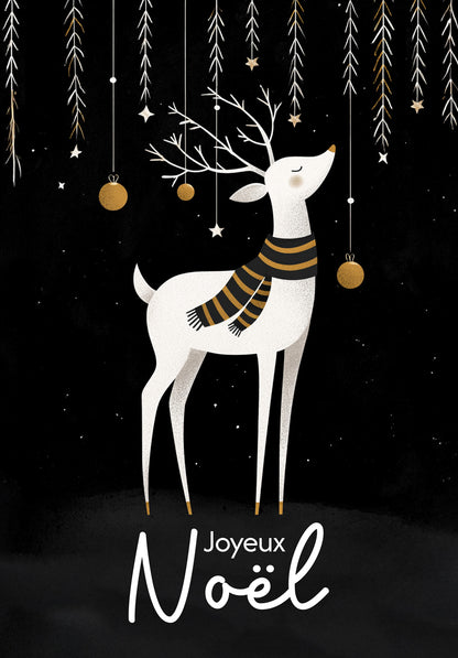 Joyeux Noël - Renne Noir Blanc Or