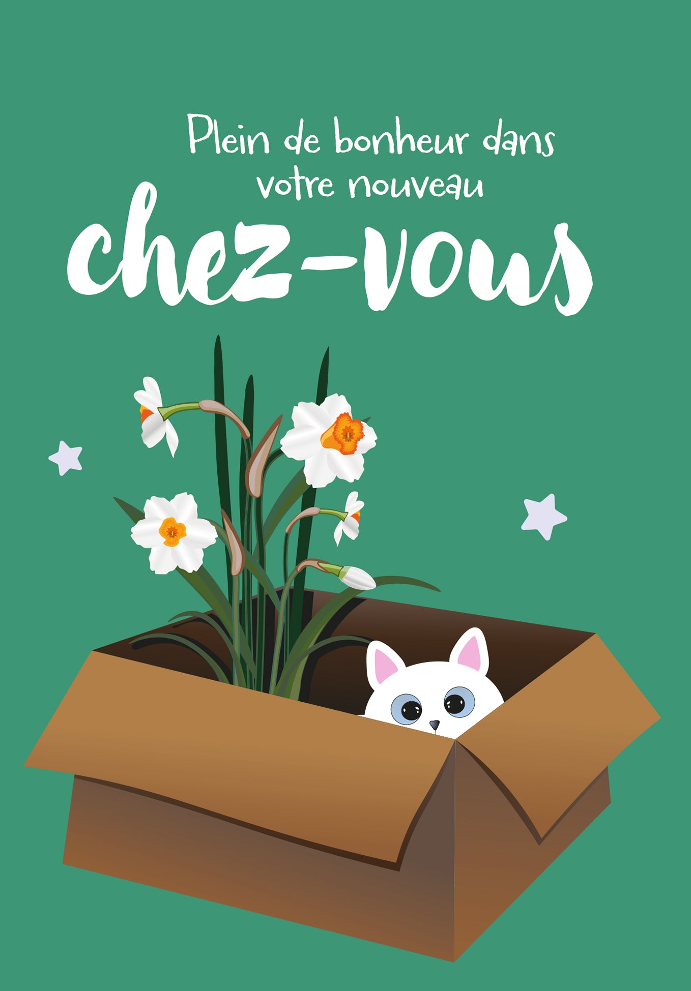 Plein de bonheur dans votre chez-vous - Chat et fleur