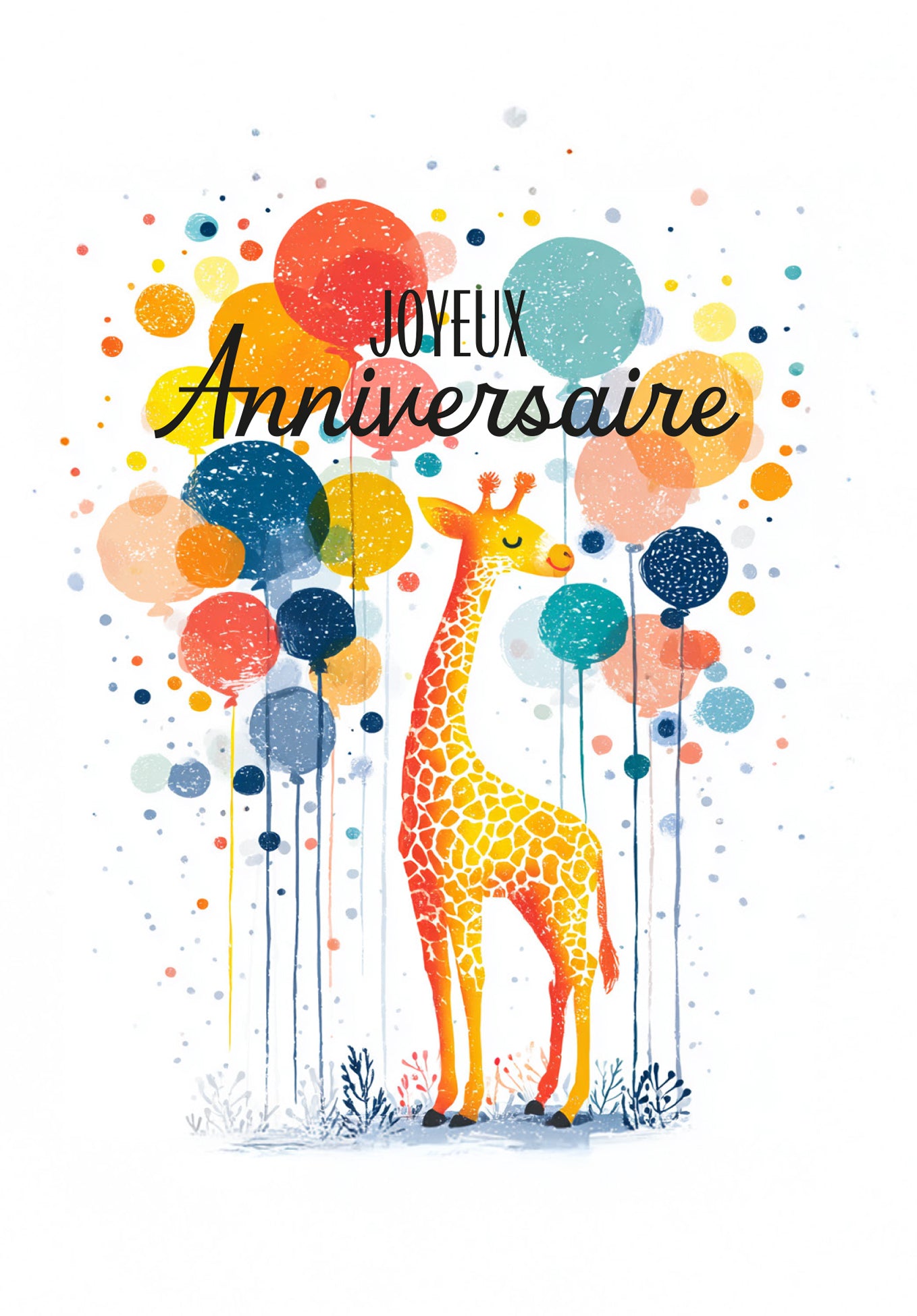 Joyeux Anniversaire - Girafe et ballons PDF