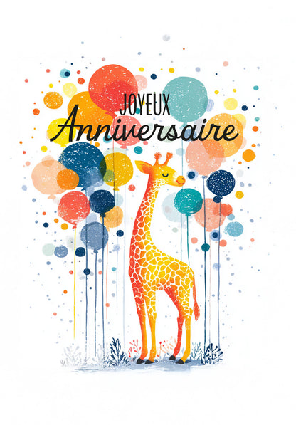 Joyeux Anniversaire - Girafe et ballons PDF