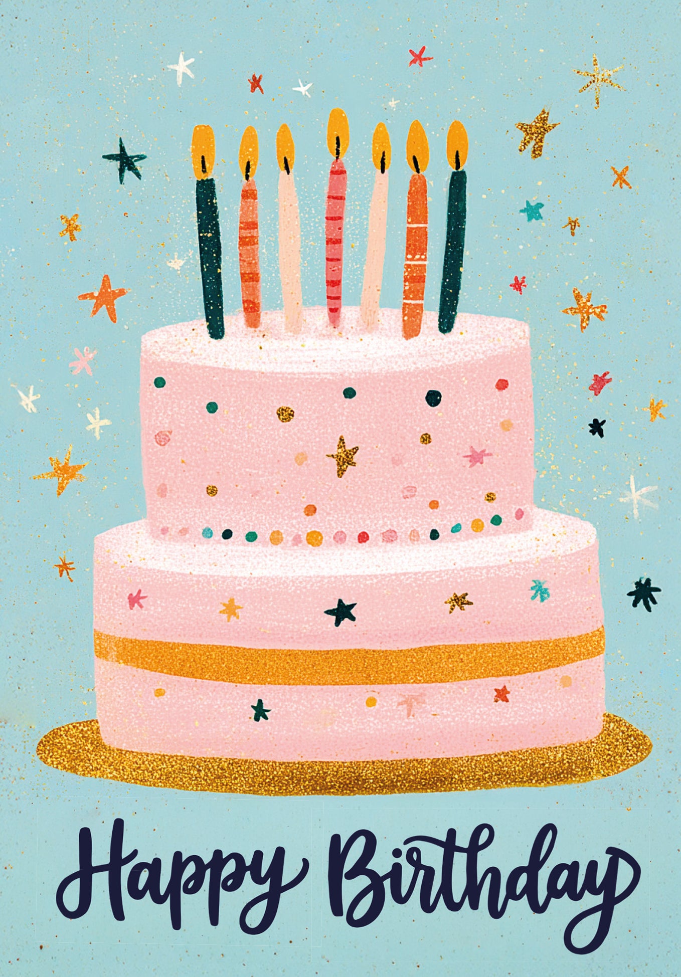 Happy Birthday - Gâteau bleu rose PDF